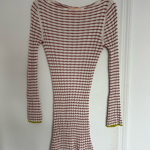 Guest In Residence Stripe Rib Dress in Cream & Rust - Picture 8 of 8